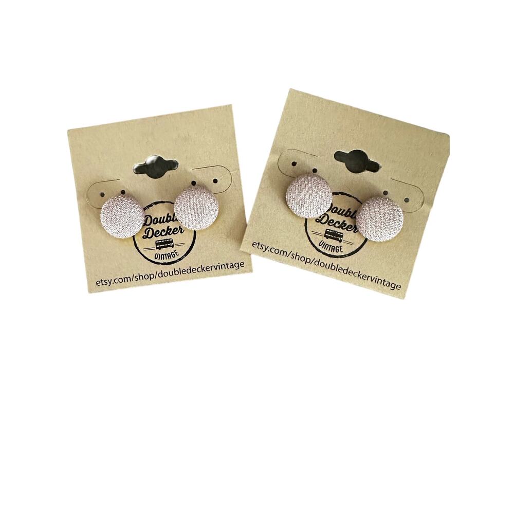 Small Pink Glitter Button Earrings
